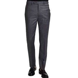 Calvin Klein Men’s Slim Fit 100% Wool Stretch-Laine Charcoal Dress Slacks